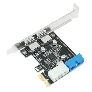 PCI Adaptor USB 3.0 20Pin, Konverter Pengontrol PCIe X1 USB 3.0 2 Port USB 3.0 PCI-e Kartu Ekspansi