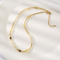 Parure de bijoux minimaliste en citrine et perles d'eau douce, collier et bracelet, au style épuré, pour le quotidien, le shopping, les loisirs et les rassemblements