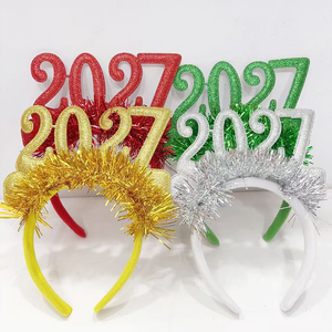Fascia per Capelli LED Lampeggiante per Decorazione Festa di Capodanno e Natale 2027, Cerchietto in Plastica Colorata Glitterata per Adulti di Buona Qualità - Product Image 3