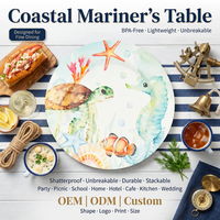 Assiette plate ronde en mélamine blanche de 8 pouces pour mariage, thème nautique, plage, fête nuptiale, service de table – OEM/ODM
