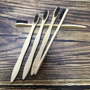 Bamboo Toothbrush Adult Flat Handle <b>Wave</b> Design Biodegradable For Home Hotel Use - Product Image 5