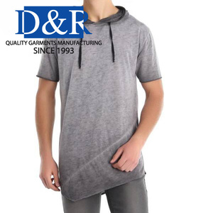 Sweat à capuche décontracté pour homme, coupe ajustée, en denim uni, coton, manches courtes, pour la saison d'automne - Product Image 5