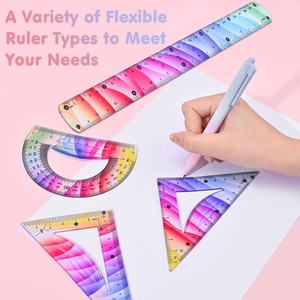 Set da Disegno Flessibile 4 Pezzi, Kit Geometrico Colorato, Righelli Morbidi Pieghevoli Infrangibili in Plastica per Materiale Scolastico - Product Image 5