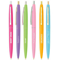 Stylo à bille avec clip en métal, argent et or, 20 pièces, bon marché, en plastique, promotion, logo personnalisé, rétractable, BI C