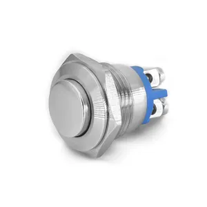 16mm Waterproof Momentary Push Button Switch Self-Locking IP65 Stainless Steel with Black Button LED Light