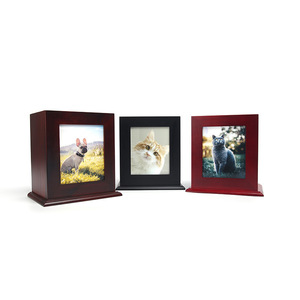 Pet <b>Urn</b> Rectangle Pine Wood Sealed Cremation Memorial With Photo Display For <b>Cats</b> Dogs - Product Image 2