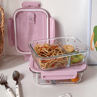 Vente flash - Contenant alimentaire en verre borosilicate avec séparateur / Pot de conservation des aliments / Contenant pour préparation de repas compatible micro-ondes