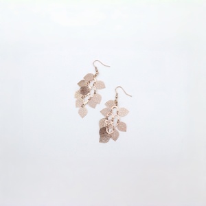 Orecchini Pendenti a Foglia Placcati Oro Rosa alla Moda per Donne, Orecchini Bohémien Floreali da Festa - Product Image 2