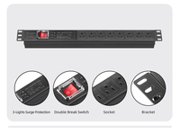 PDU 8 voies, norme américaine, montage en rack 19 pouces, protection contre les surtensions, indicateur de puissance, filtre anti-bruit / certifié ETL, garantie de 3 ans