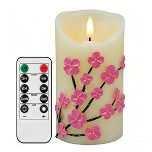 <span class=keywords><strong>Bougie</strong></span> électronique <span class=keywords><strong>LED</strong></span> à motif de fleurs de prunier avec flamme 3D, alimentée par piles, décoration romantique pour Noël et le Nouvel An - Product Image 2