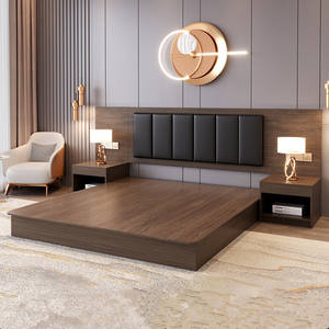 Juego de cama doble de lujo y moderno, muebles de madera maciza para apartamentos de hotel, dormitorios, materiales de madera contrachapada MDF, escuelas - Product Image 5