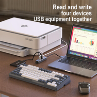 Hub USB 3.0 4 en 1, 4 ports, alliage d'aluminium, gris sidéral, répartiteur 5 Gbps pour ordinateur portable, ordinateur de bureau, clavier, souris, clé USB, imprimante