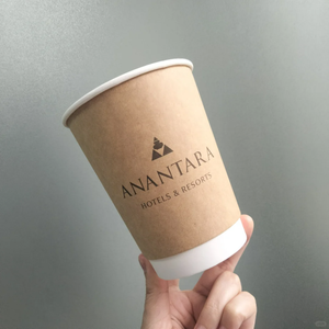 แก้วกระดาษพิมพ์โลโก้ตามสั่ง ขนาด 8oz/10oz/12oz/16oz/20oz/24oz แก้วกาแฟร้อน แก้วชา แบบสองชั้น/ชั้นเดียว ทำจากกระดาษคราฟท์ - Product Image 1