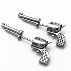 yunnique Hip Hop Style Pistol <b>Stud</b> Earrings <b>Titanium</b> Steel For Men And Women Unique Gun Shape Fashion Jewelry - Product Image 1