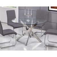 Accueil Plateau en verre moderne chinois Table à manger blanche en acier doré Table à manger ronde en verre moderne Ensemble 6 chaises