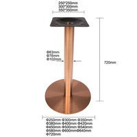 Polissage occasionnel profil de café en acier inoxydable antirouille doré pieds de table de luxe en or pas cher