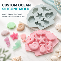 Moule en silicone personnalisé pour animaux marins, qualité alimentaire, pour pâtisserie, bonbons, chocolat, fondant, OEM ODM, usine Chine Malaisie