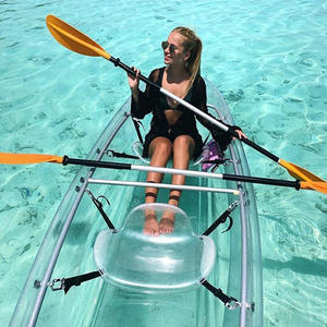 Venta al por mayor Spot Kayak transparente de alta calidad Canoa pequeña 2 personas Marina Manual Remo PC Barco a la deriva - Product Image 3