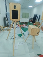 Photomaton instantané en bois double face avec garantie de 2 ans, contrôle par écran tactile pour appareils photo reflex/numériques, smartphones et iPad, capacité de 1 à 15 personnes