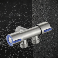 Robinet d'angle en acier inoxydable brossé, raccord en T bidirectionnel, pour shattaf, bidet et toilettes, écologique, 1/2 pouce, moderne, pour salle de bain