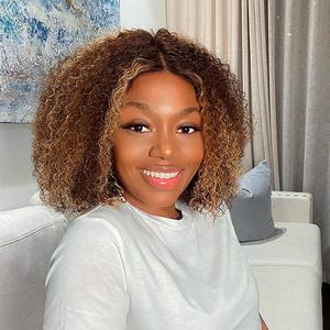 Miễn Phí Phần Trinh Nữ Nhân Tóc Ren Phía Trước Tóc Giả Vô Hình Ren Cho Ombre Màu Nâu Jerry Xoăn Tóc Giả Với Chân Tóc Tự Nhiên Mũ Nhỏ - Product Image 5