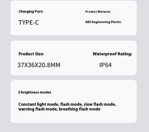 Pin Powered LED nhấp nháy không thấm nước IP64 có thể sạc lại 6 chế độ đèn giáng sinh chống trộm giả báo động an ninh xe đạp - Product Image 5