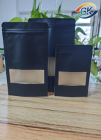 Sachets Doypack à fermeture éclair verticaux noirs mats avec fenêtre, en papier kraft imperméable, pour aliments pour animaux de compagnie, impression hélio, sacs Mylar