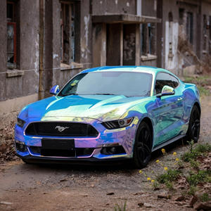 Film adhésif pour voiture en PVC holographique arc-en-ciel rose, effet caméléon, brillant, sans bulles d'air, rouleau de film pour carrosserie - Product Image 5