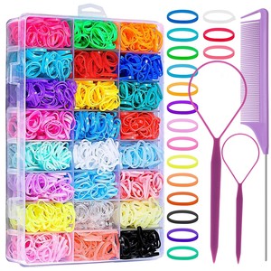 Vente en gros d'élastiques à cheveux en caoutchouc haute élasticité, 24/28/32 couleurs, outil Topsy Tail mignon, peigne à queue, pour coiffure esthétique DIY et tresses à bulles - Product Image 5