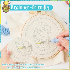 Art Work Decor Sous-verres Kits pour Débutants DIY Set Yarns Broderie Hoop Tool - Product Image 6