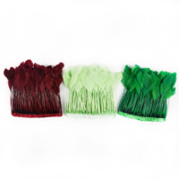 Vente en gros de plumes de canard teintées vertes rayées de 15-20 cm, garniture en plumes pour robe, jupe, artisanat, plumes décoratives, plumes véritables