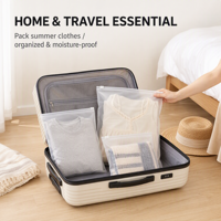 Sacs à fermeture éclair en PE givré pour vêtements d'été, sacs de rangement semi-transparents en CPE avec fermeture à glissière pour le voyage et la maison