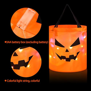 Sac fourre-tout réutilisable lumineux LED en forme de citrouille pour Halloween, idéal pour les bonbons et les friandises des enfants, parfait pour les fêtes - Product Image 2