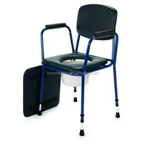 Sedia da toilette portatile per anziani disabili sedile per wc morbido per Commode regolabile in altezza morbida imbottita in acciaio Commode BA321