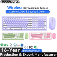 Teclado y Ratón Inalámbricos USB 2.4G para Oficina, Personalizados en Alemán, Árabe, Holandés, Portugués, Francés, Brasileño y Español