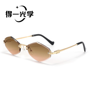 Diamond Shape Frameless <b>Sunglasses</b> For Women Pc Lens Uv400 Light Weight Sun Protection - Product Image 5