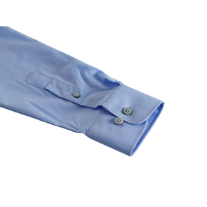 Chemise habillée homme bleu clair de qualité supérieure, mélange coton et polyester, manches longues, coupe ajustée, formelle, pour le bureau, infroissable, entretien facile - Product Image 5