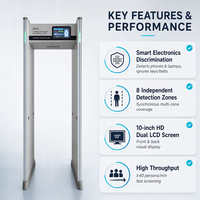 Détecteur de métaux intelligent TN-SG-B200I, écran 10 pouces, 8 zones, portique de sécurité à ondes électromagnétiques