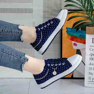 Zapatos planos clásicos de lona para mujer, zapatillas informales de suela gruesa y baja, calzado cómodo y moderno para caminar a diario - Product Image 5
