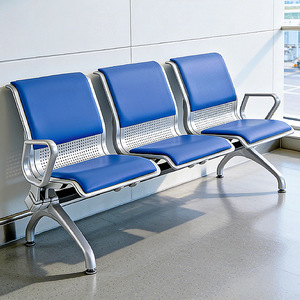 Silla de espera de tres plazas Hengzda para aeropuerto, asiento en fila de acero inoxidable con pasamanos para transporte público y uso hospitalario. - Product Image 1