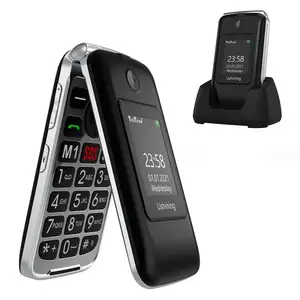 Di alta qualità Flip Cell Phone1.77 + 2.8 ''doppio Display GSM Flip Phone sbloccato 2G Feature Phone FM Bluetooth per gli anziani