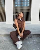 Vente en gros hiver femmes personnalisé grande taille manteau dames gilet Bomber entièrement recadrée veste rayure prix usine ShenZhen Lily Cheng