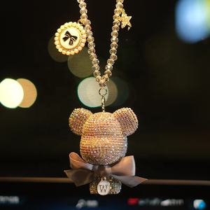 Autopartes Auto Interior Suministros Espejo retrovisor Cabeza grande Oso Cristal Rhinestone <span class=keywords><strong>Teddy</strong></span> Lucky <span class=keywords><strong>Bear</strong></span> Olor Coche Colgantes - Product Image 4