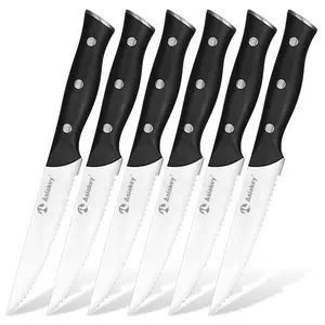 Tùy chỉnh nhà hàng Mua Vòng tip răng cưa lưỡi bít tết dao thép không gỉ 6 PC bít tết Knife Set