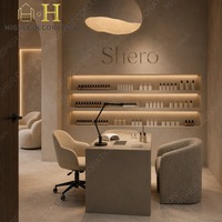 Décoration intérieure moderne pour salon de manucure, comptoir de présentation personnalisé, panneau mural avec logo LED, design 3D, livraison porte à porte