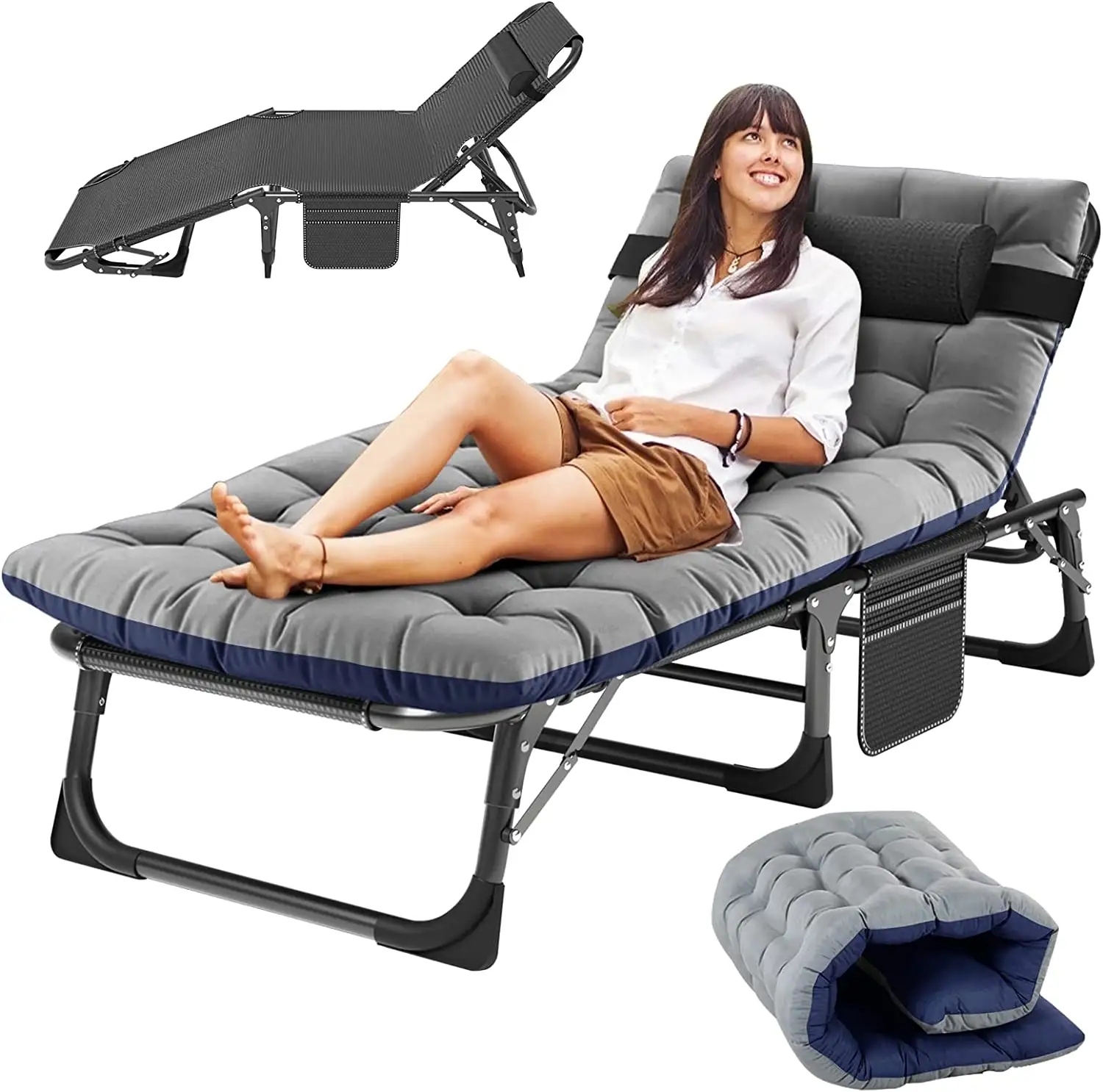 Lit de Camping confortable de qualité supérieure, lit de Camp pour adulte, chaise inclinable multifonctionnelle, pliable, bureau, lit simple