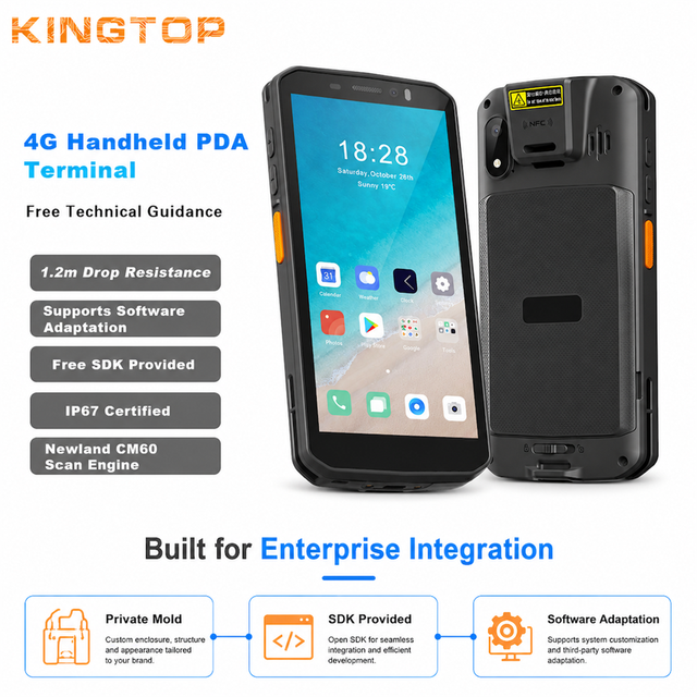 New Arrivals  5.45 Inch Display Rugged Handheld Pda  4G WiFi 5000mah Android 14 2D Barcode Scanner for Warehouse Inventory