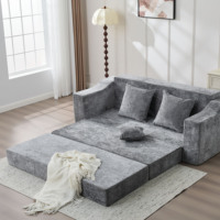 Sofá Seccional Modular en Forma de L de Dos Plazas con Cama, Diseño Plegable, Tapizado en Tela Ecológica Moderna para Sala de Estar