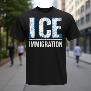 T-shirt retrò Ice Immigration nera da uomo taglia grande - Product Image 3