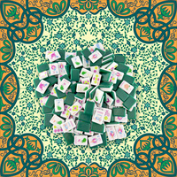 Tuiles de Mahjong Américaines Modernes de Luxe Vert Pin et Vert Orange avec Tapis Imprimé Marocain 800x800mm, Ensemble de Jeu de Poker